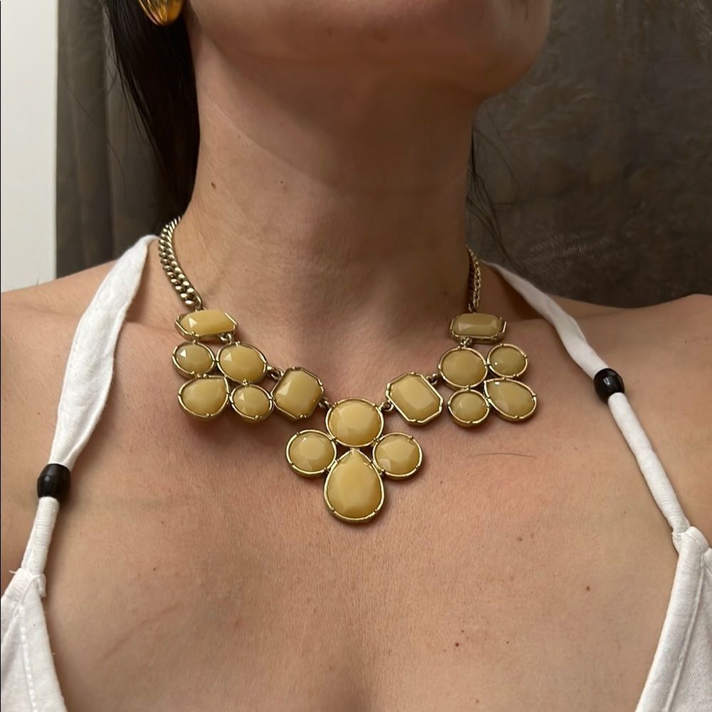 Mika Yoga Wear Cream and Gold Geometric Necklace